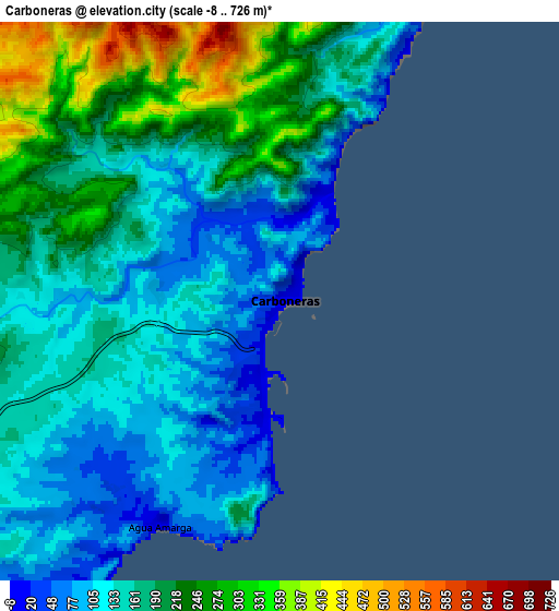 Zoom OUT 2x Carboneras, Spain elevation map