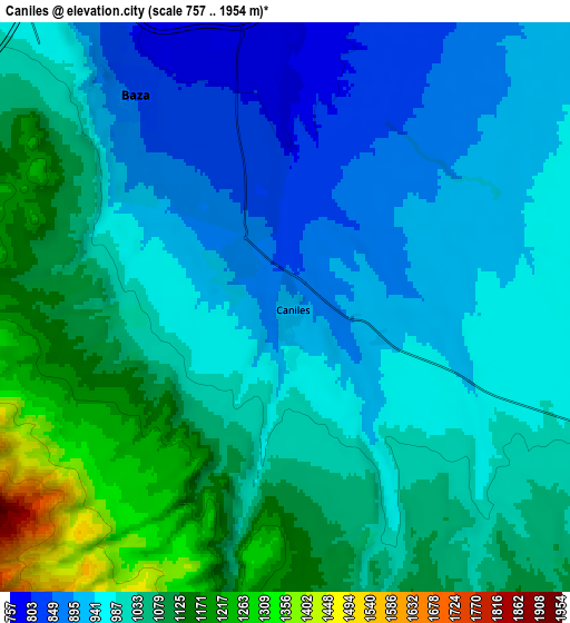 Zoom OUT 2x Caniles, Spain elevation map