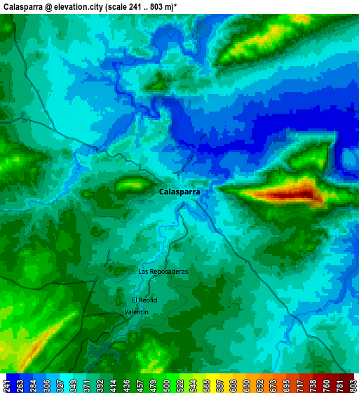 Zoom OUT 2x Calasparra, Spain elevation map