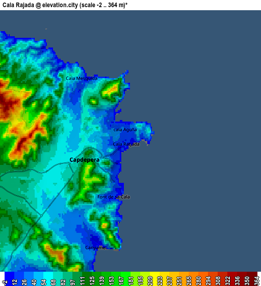 Zoom OUT 2x Cala Rajada, Spain elevation map