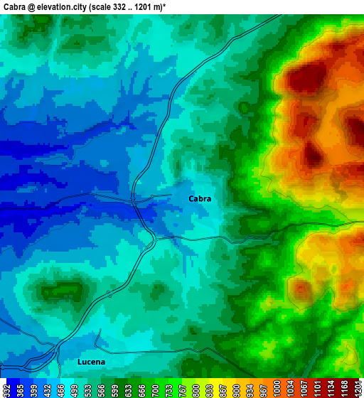 Zoom OUT 2x Cabra, Spain elevation map