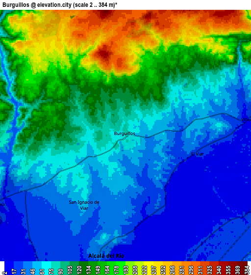 Zoom OUT 2x Burguillos, Spain elevation map