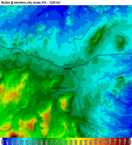 Zoom OUT 2x Bullas, Spain elevation map