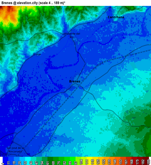 Zoom OUT 2x Brenes, Spain elevation map
