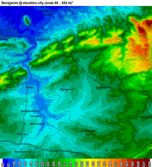 Zoom OUT 2x Benigànim, Spain elevation map