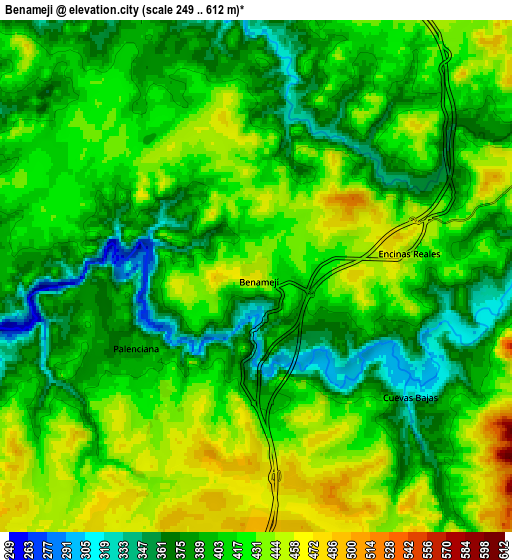 Zoom OUT 2x Benamejí, Spain elevation map