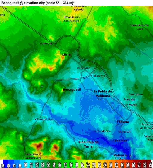 Zoom OUT 2x Benaguasil, Spain elevation map