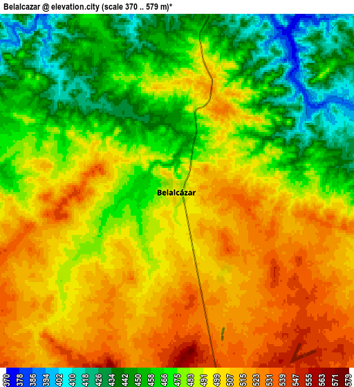 Zoom OUT 2x Belalcázar, Spain elevation map