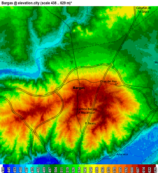 Zoom OUT 2x Bargas, Spain elevation map