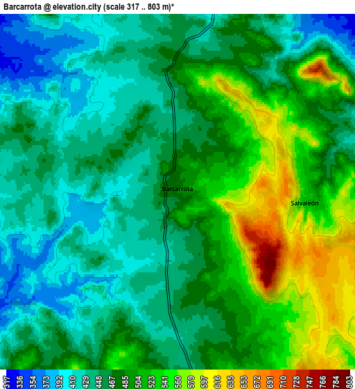 Zoom OUT 2x Barcarrota, Spain elevation map