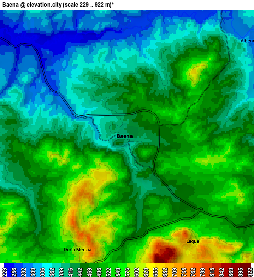 Zoom OUT 2x Baena, Spain elevation map