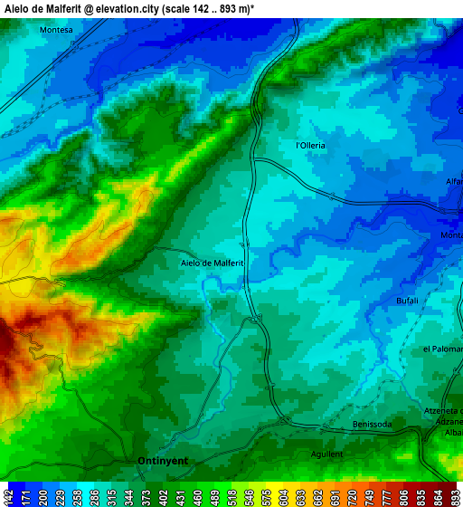 Zoom OUT 2x Aielo de Malferit, Spain elevation map