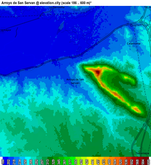 Zoom OUT 2x Arroyo de San Serván, Spain elevation map