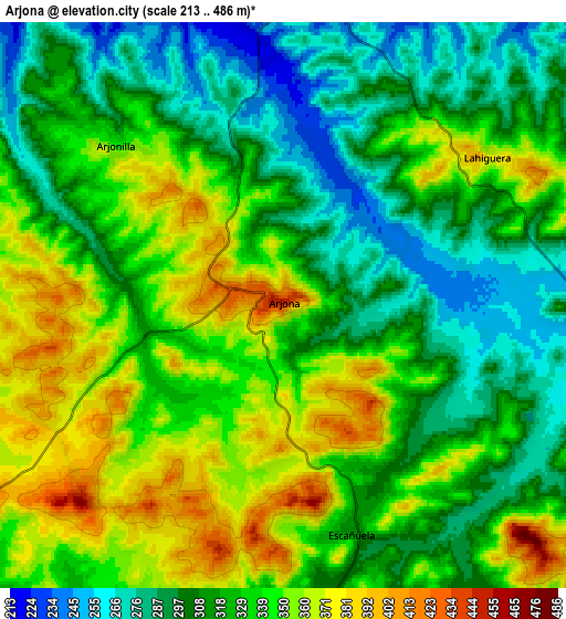 Zoom OUT 2x Arjona, Spain elevation map