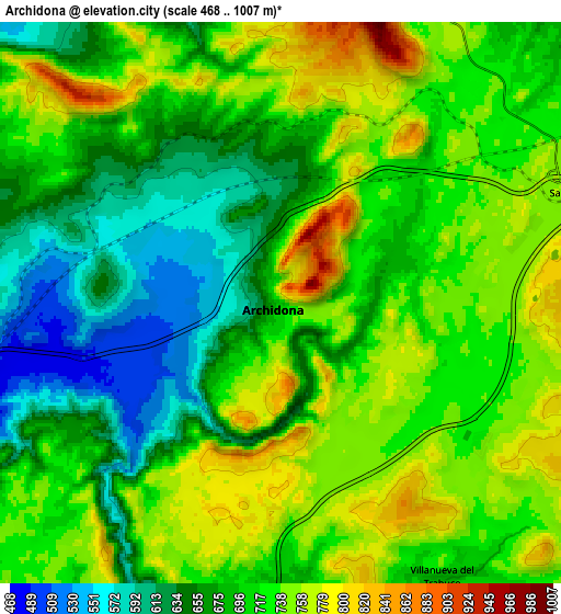 Zoom OUT 2x Archidona, Spain elevation map