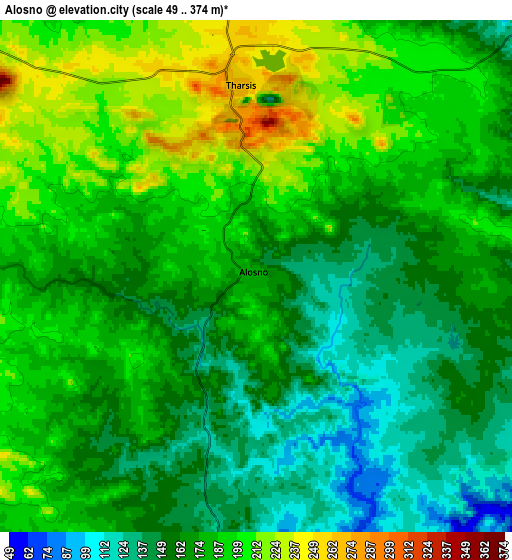 Zoom OUT 2x Alosno, Spain elevation map