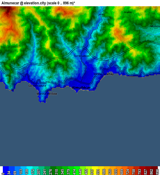 Zoom OUT 2x Almuñécar, Spain elevation map