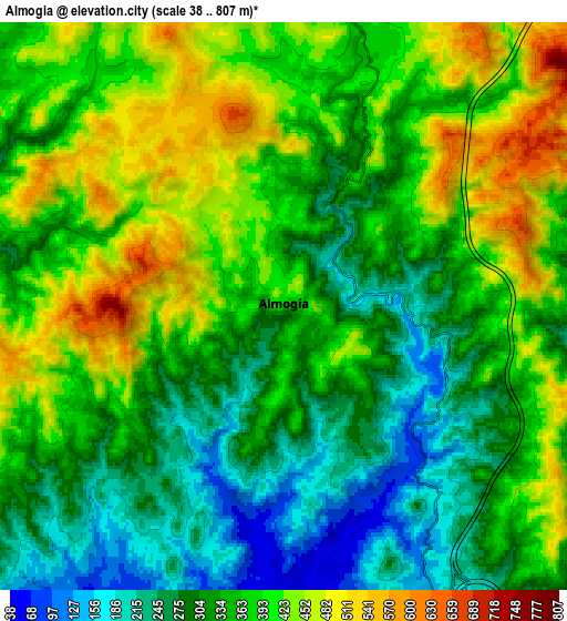Zoom OUT 2x Almogía, Spain elevation map