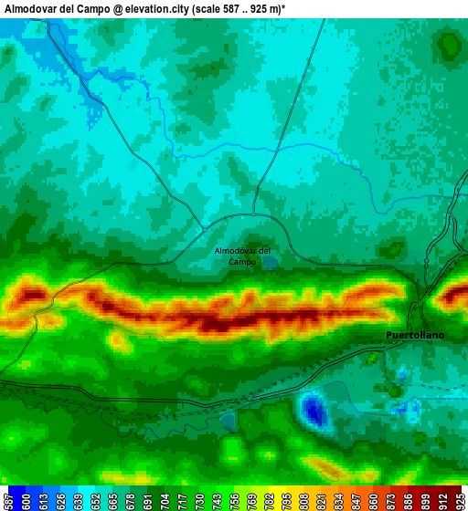 Zoom OUT 2x Almodóvar del Campo, Spain elevation map