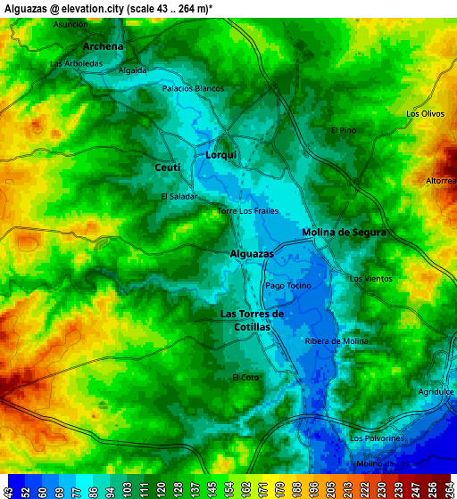 Zoom OUT 2x Alguazas, Spain elevation map