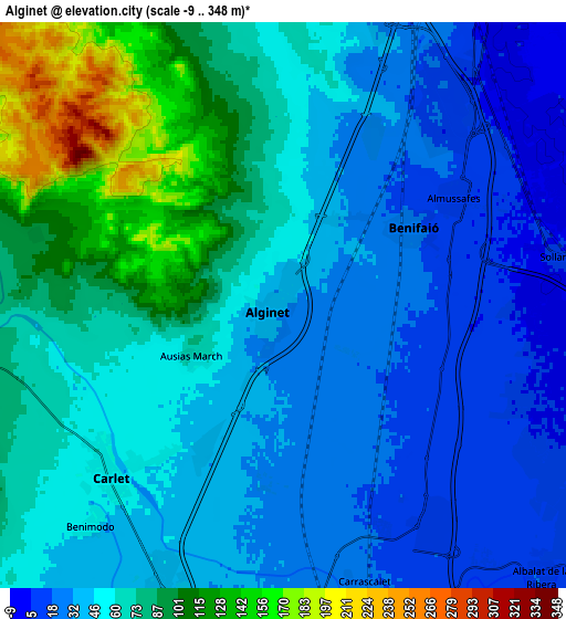 Zoom OUT 2x Alginet, Spain elevation map