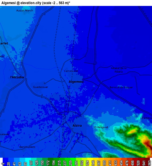 Zoom OUT 2x Algemesí, Spain elevation map