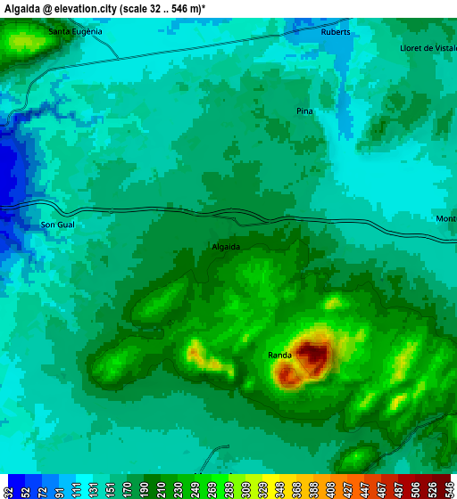 Zoom OUT 2x Algaida, Spain elevation map