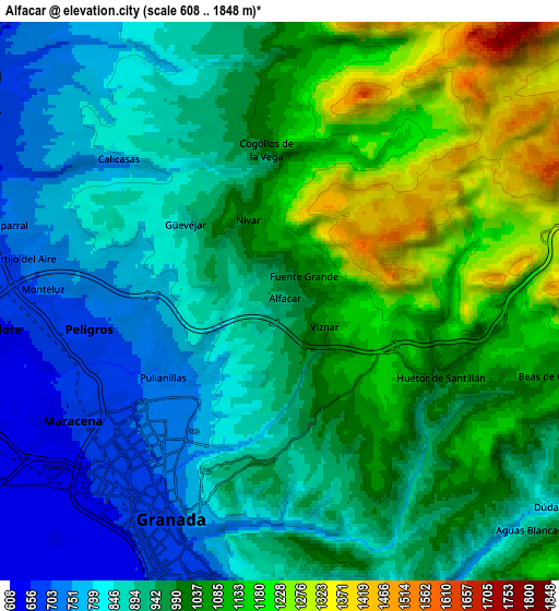 Zoom OUT 2x Alfacar, Spain elevation map