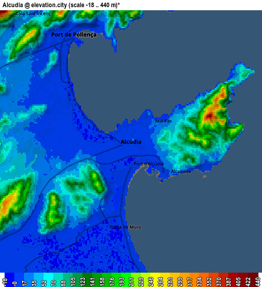 Zoom OUT 2x Alcúdia, Spain elevation map