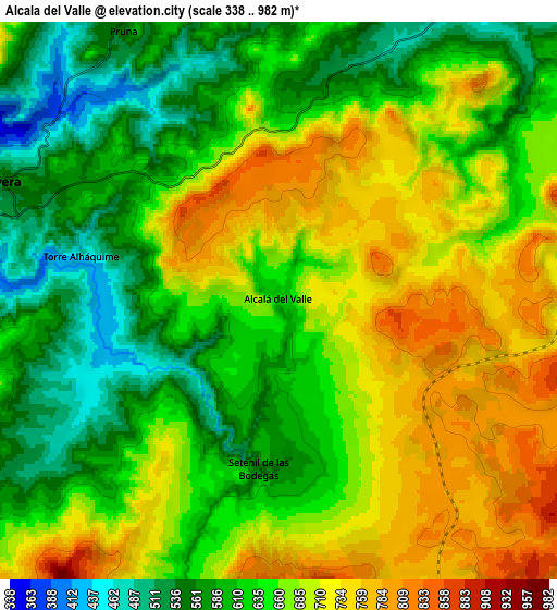 Zoom OUT 2x Alcalá del Valle, Spain elevation map