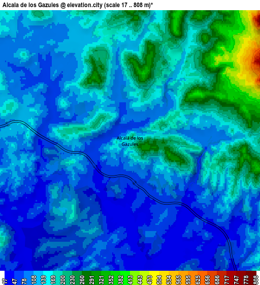 Zoom OUT 2x Alcalá de los Gazules, Spain elevation map