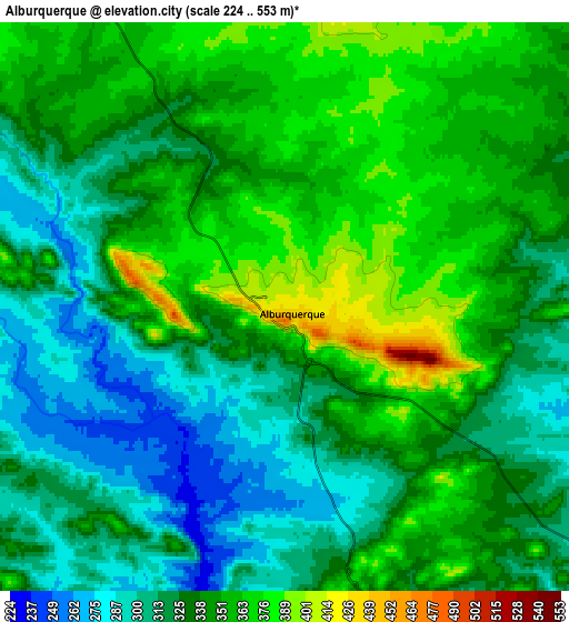 Zoom OUT 2x Alburquerque, Spain elevation map