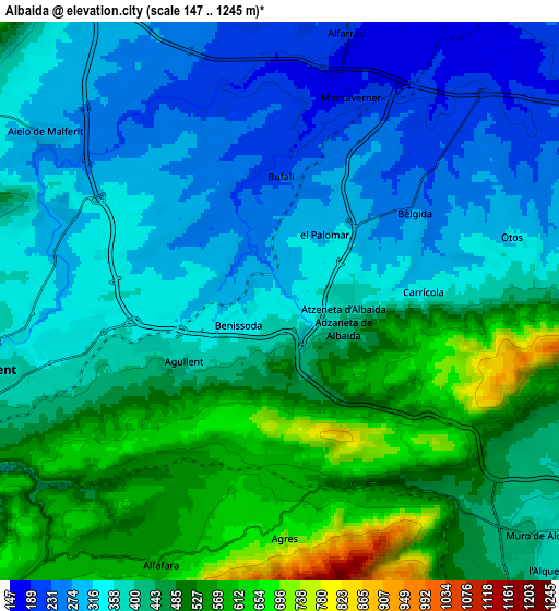 Zoom OUT 2x Albaida, Spain elevation map