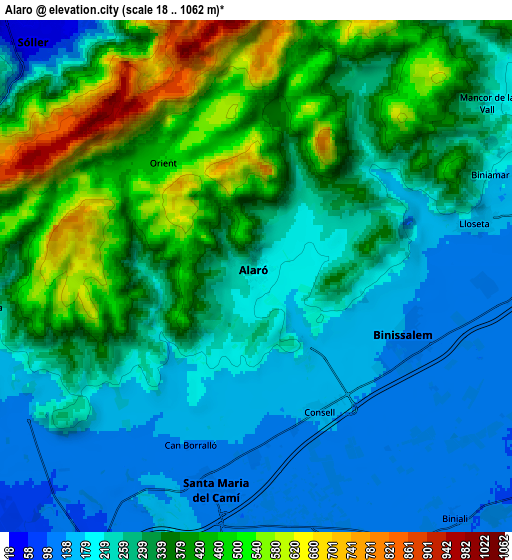 Zoom OUT 2x Alaró, Spain elevation map