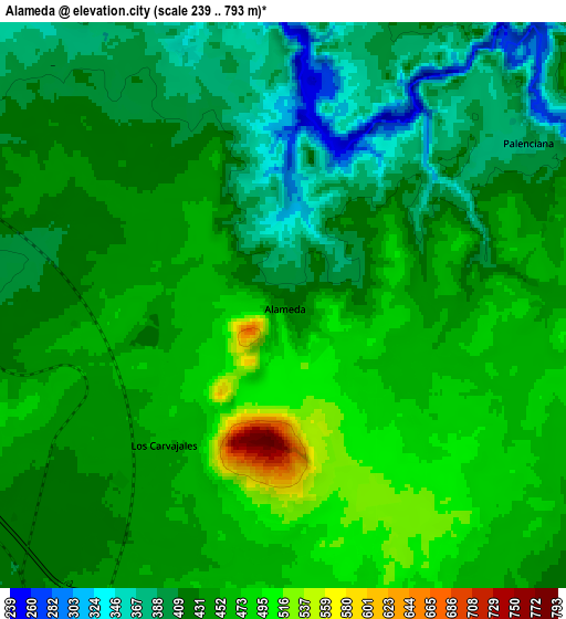 Zoom OUT 2x Alameda, Spain elevation map