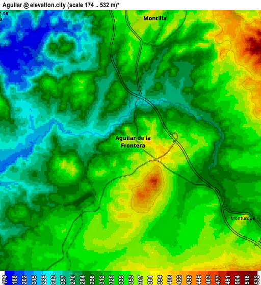 Zoom OUT 2x Aguilar, Spain elevation map