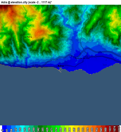 Zoom OUT 2x Adra, Spain elevation map