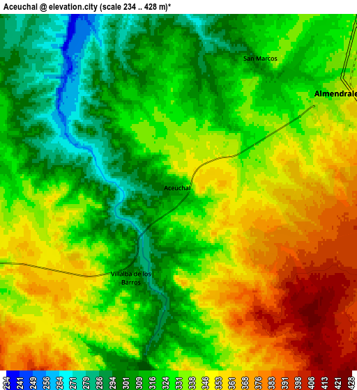 Zoom OUT 2x Aceuchal, Spain elevation map