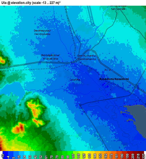 Zoom OUT 2x Uta, Italy elevation map