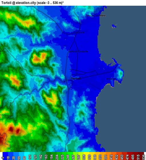 Zoom OUT 2x Tortolì, Italy elevation map