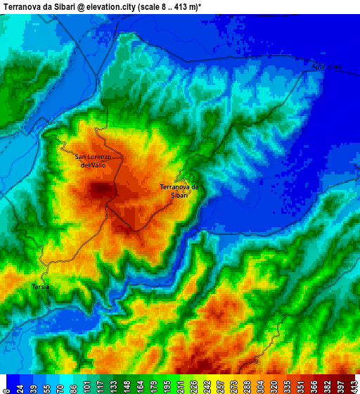 Zoom OUT 2x Terranova da Sibari, Italy elevation map