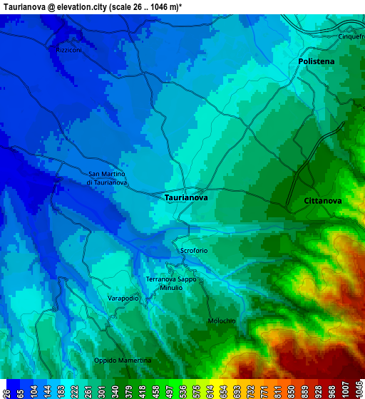 Zoom OUT 2x Taurianova, Italy elevation map