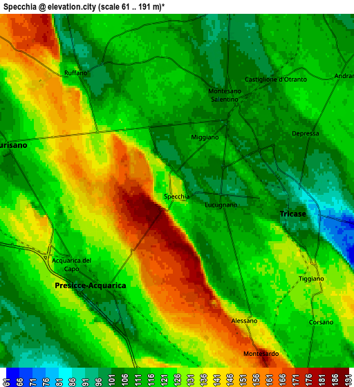 Zoom OUT 2x Specchia, Italy elevation map