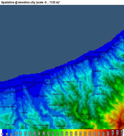 Zoom OUT 2x Spadafora, Italy elevation map