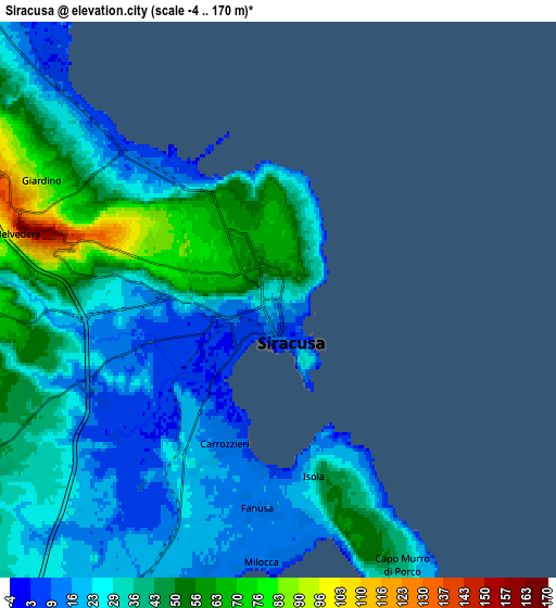 Zoom OUT 2x Siracusa, Italy elevation map