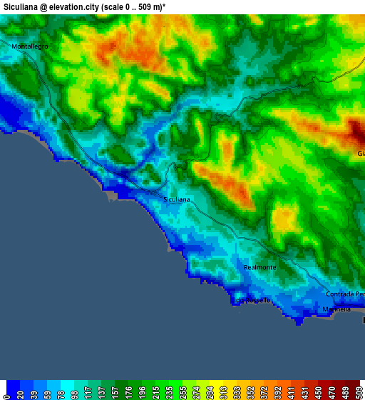 Zoom OUT 2x Siculiana, Italy elevation map