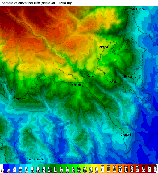 Zoom OUT 2x Sersale, Italy elevation map