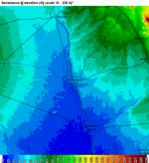 Zoom OUT 2x Serramanna, Italy elevation map