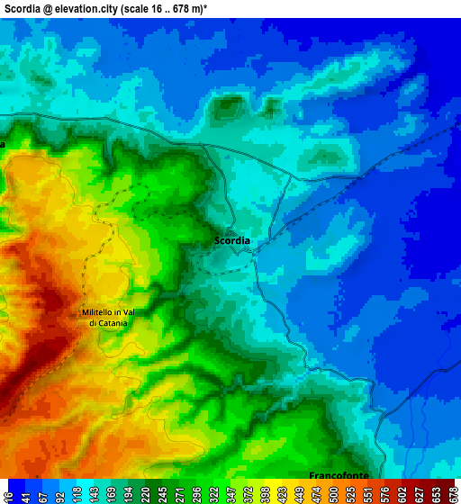 Zoom OUT 2x Scordia, Italy elevation map