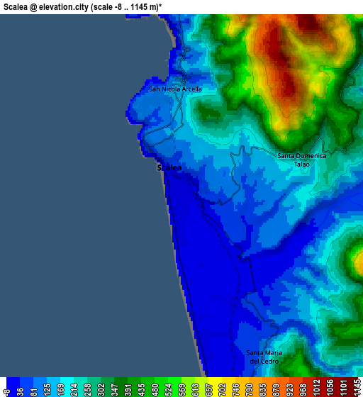 Zoom OUT 2x Scalea, Italy elevation map